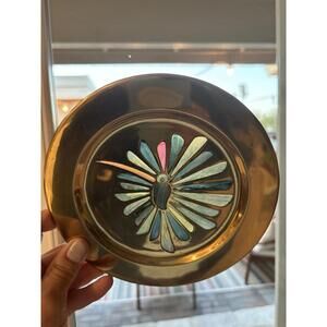 Los Castillo Mexico Brass Hummingbird Plate Rare, Vintage 7"